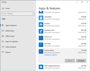 Screenshot of Apps & Features demonstrating the Uninstall tool. Uninstalling unnecessary programs can speed up your computer.