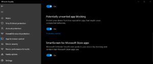 Screenshot of potentially unwanted app feature in Windows 10.