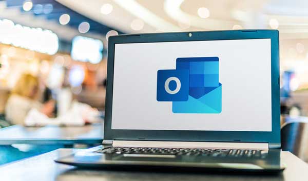 Microsoft Outlook tips, logo on laptop