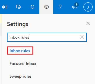 Typing Inbox Rules into Office 365 email settings