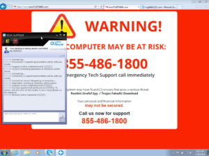 Tech support scam on Internet Explorer