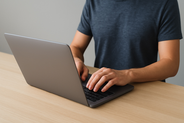 User on laptop