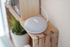 Google Home on cabinet, smart home device security
