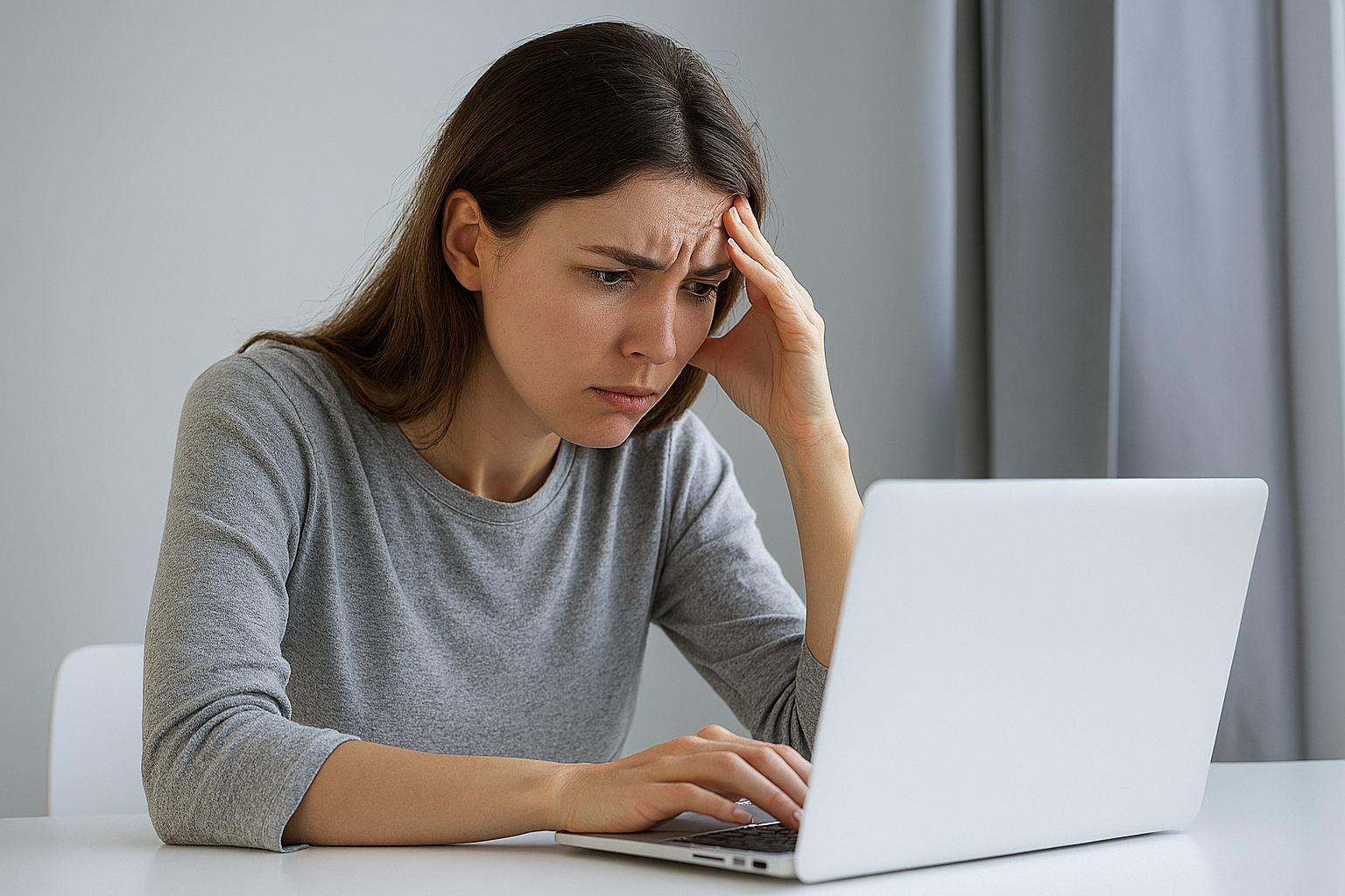 Woman stressed out by computer problems